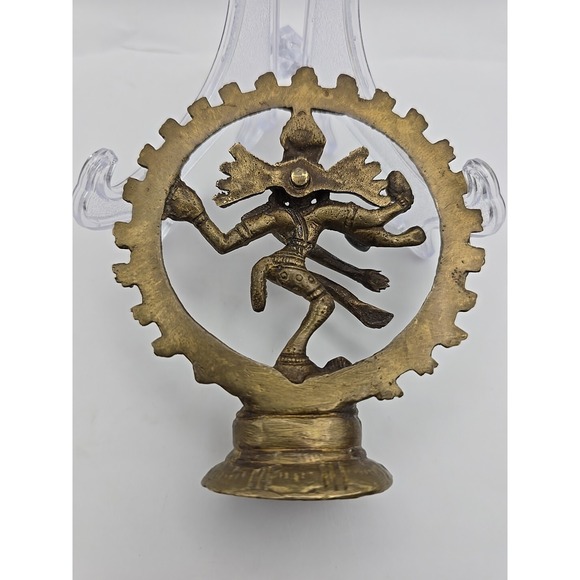 VINTAGE Shiny Dancing Shiva Nataraja Shiva‎ Hindu God Brass Statue 4" - Picture 10 of 16